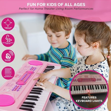 Pyle Children’s Musical Karaoke Keyboard - Portable Kids Electronic Piano Keyboard with Built-in Recharge PKBRD4912PK